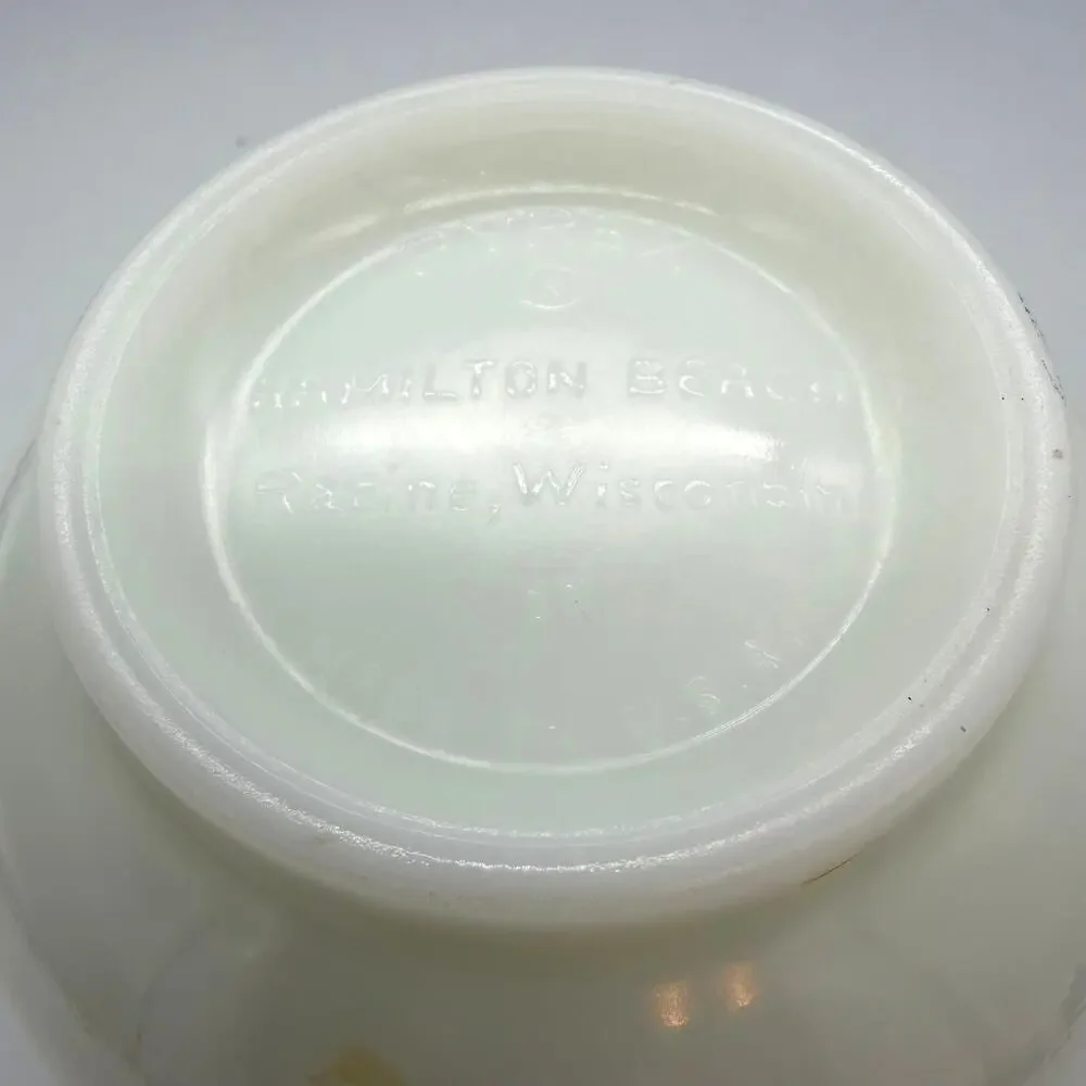 Vintage Pyrex Hamilton Beach White Milk Glass Ribbed Mixing Bowl 6.25